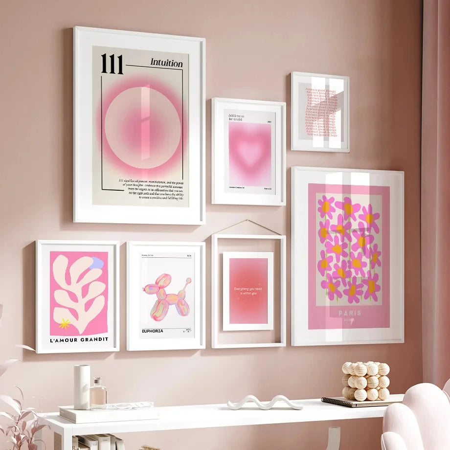 Angel number art with pink hues for bedroom or living room decoration