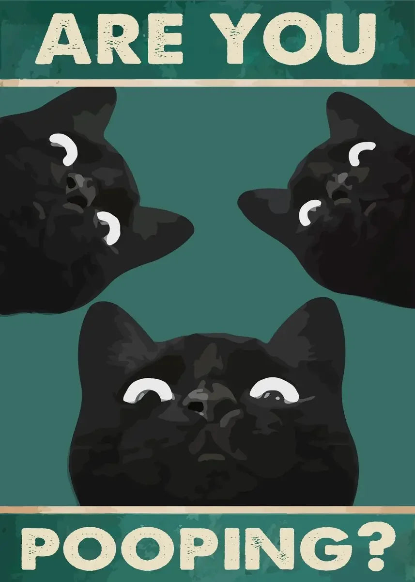 Cute and funny black cat poster for restroom decoration