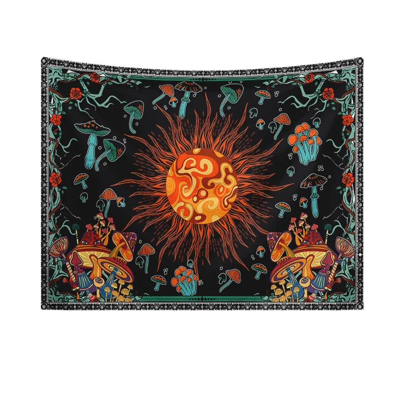 Horoscope wall hanging tapestry featuring mystical celestial symbols