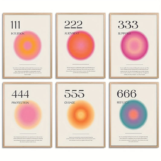 Minimalist Aura Angel Numbers Poster Set for Spiritual Room Aesthetic Decor
