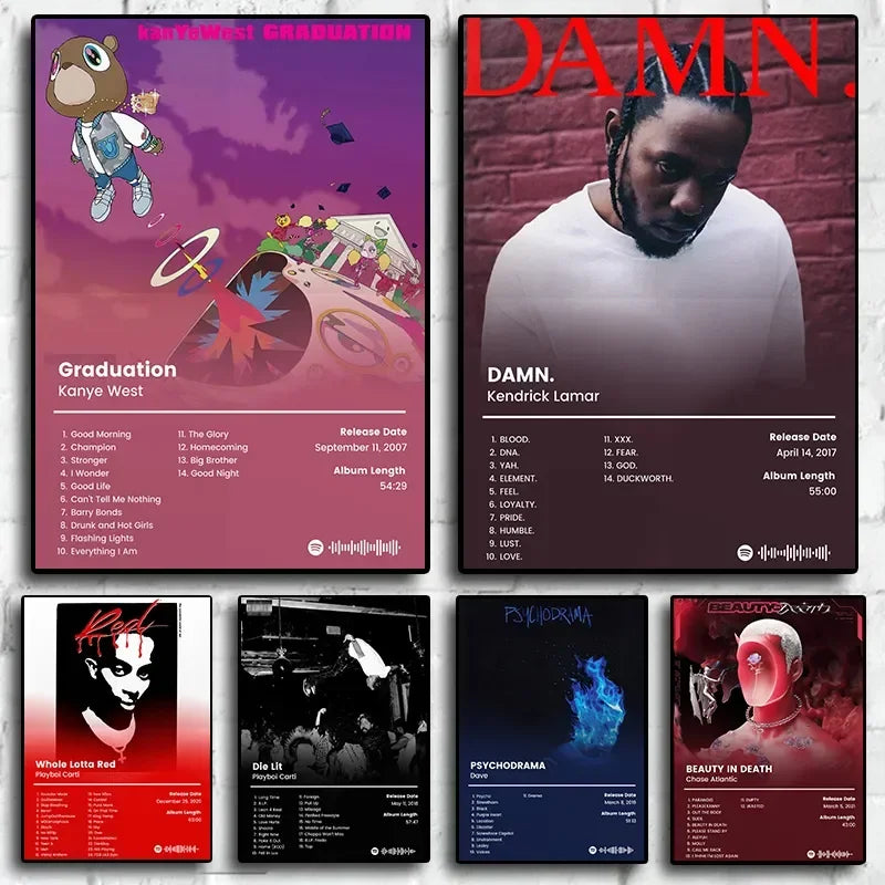 Modern pop rap wall art featuring Bad Bunny and Kanye West on canvas