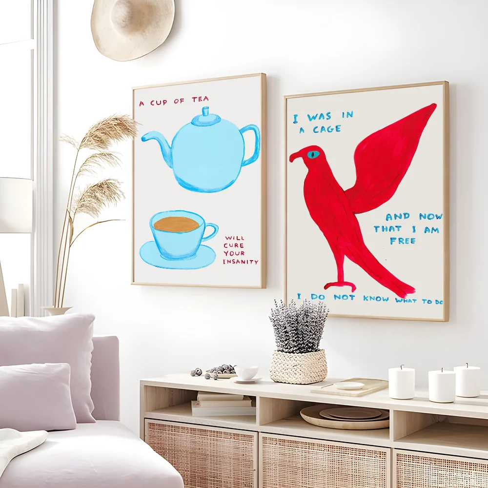 Eclectic goose and fish poster for bedroom and living room decoration