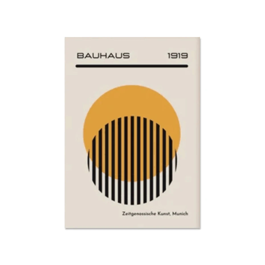 Vibrant mid-century modern wall art featuring geometric patterns and shapes