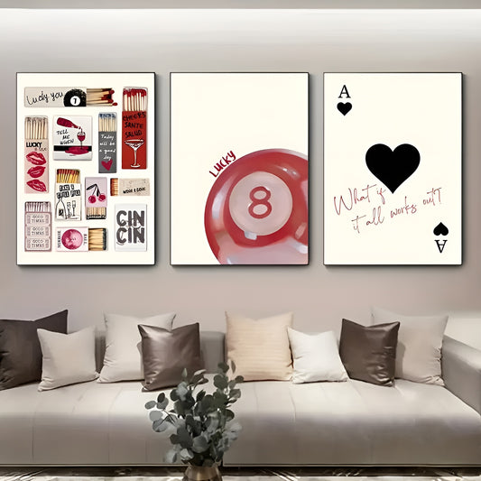 Unique billiards artwork for bedroom, living room, or home bar decor