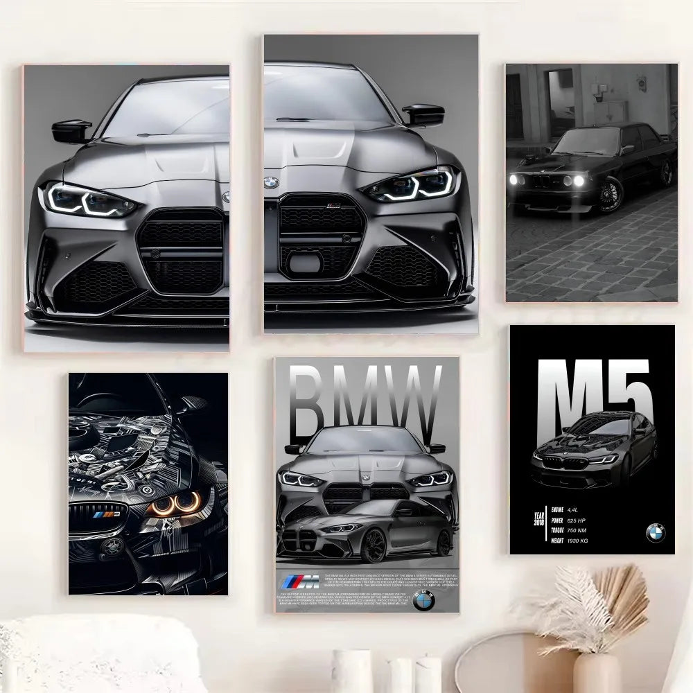 Stylish BMW M3 M4 M5 art print for modern home and cafe decoration