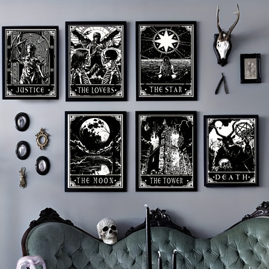Black and White Tarot Posters Set of 6 Modern Wall Art