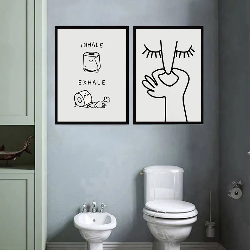 Hilarious abstract toilet room canvas painting
