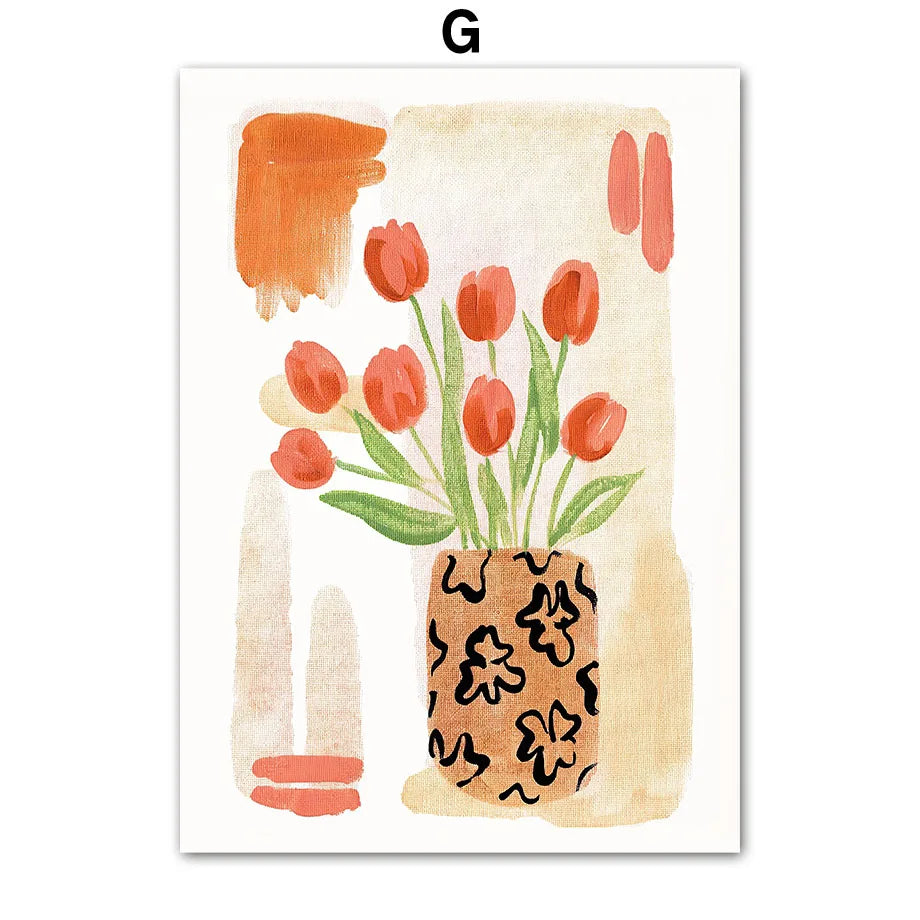 Colorful funky flower bouquet canvas print for bedroom or office