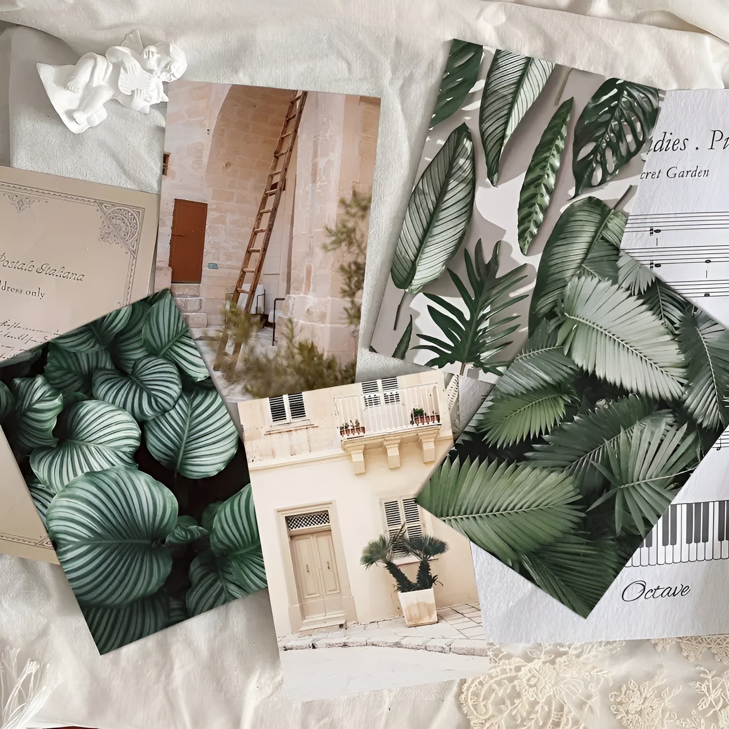 Botanical wall collage kit featuring aesthetic greenery for teen bedroom decor