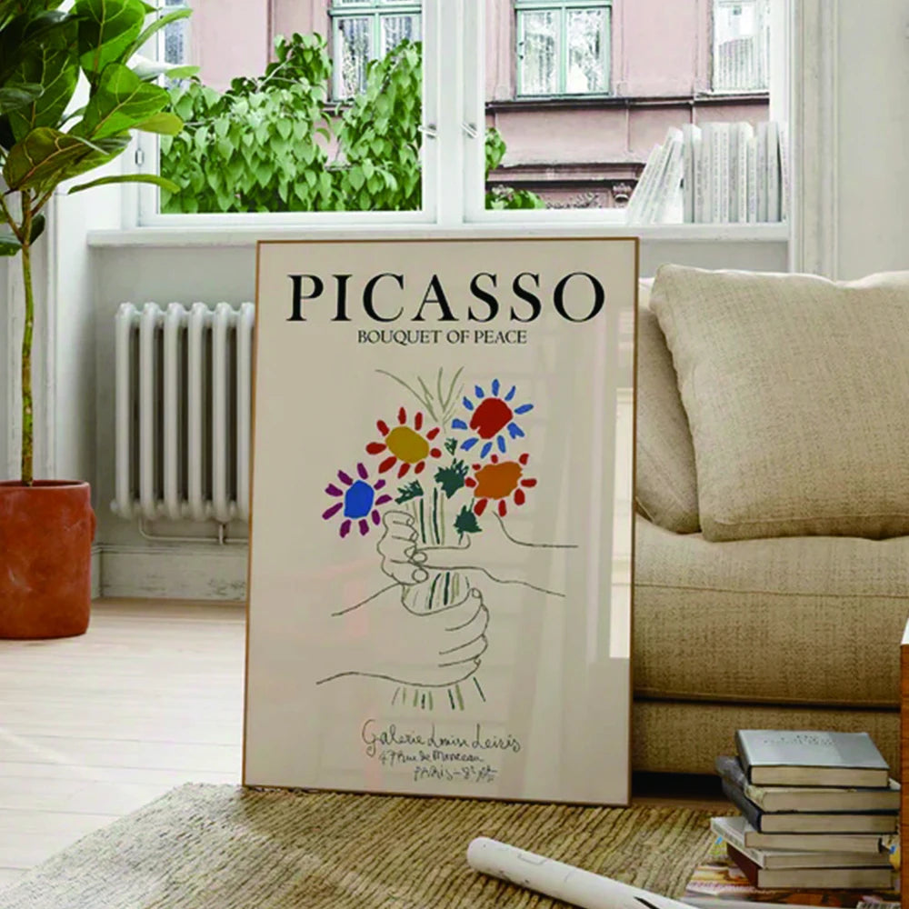 Modern Picasso Bouquet of Peace vintage wall art print for living room