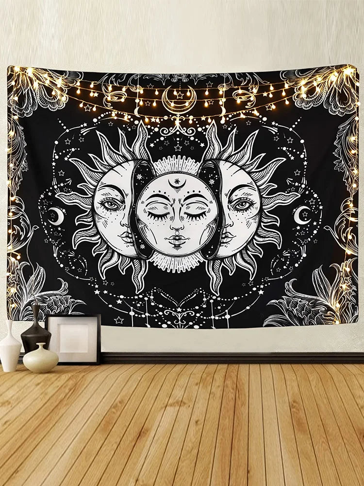 Bohemian mandala floral tapestry for meditation and yoga room walls