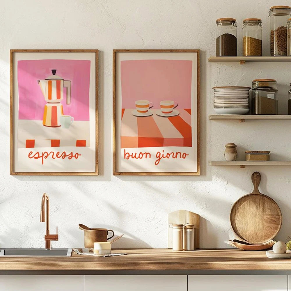 Cafe style Italian coffee wall art for living room
