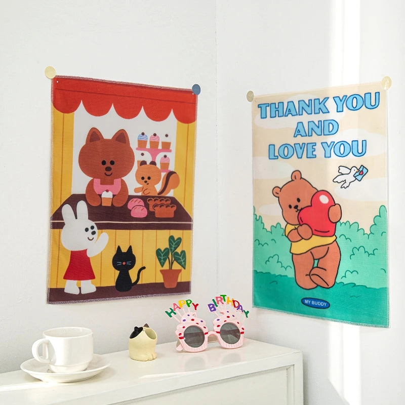 Calendar wall tapestry in Korean design for living room