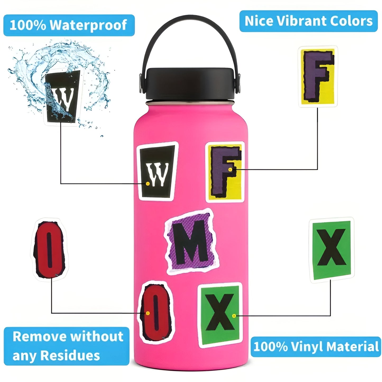 cartoon paper alphabet decals for journals and creative crafts