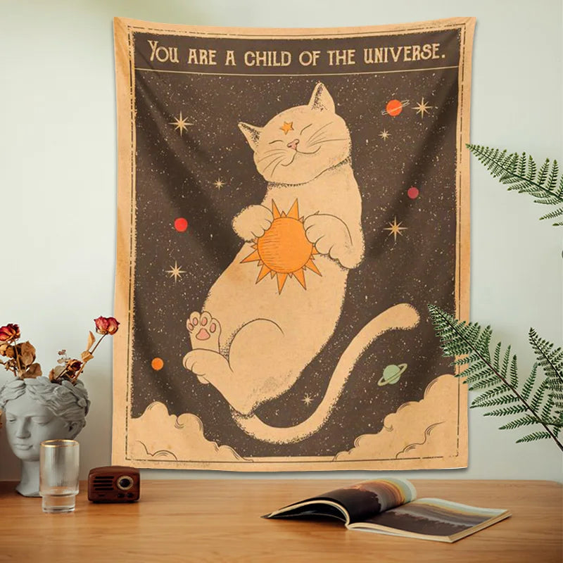 You are a child of the universe quote tarot tapestry for spiritual decor