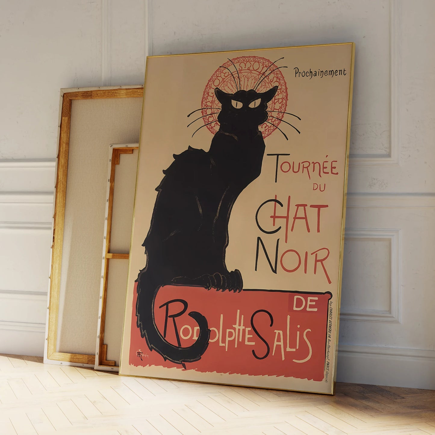 Classic Chat Noir black cat wall art print canvas painting for stylish living room