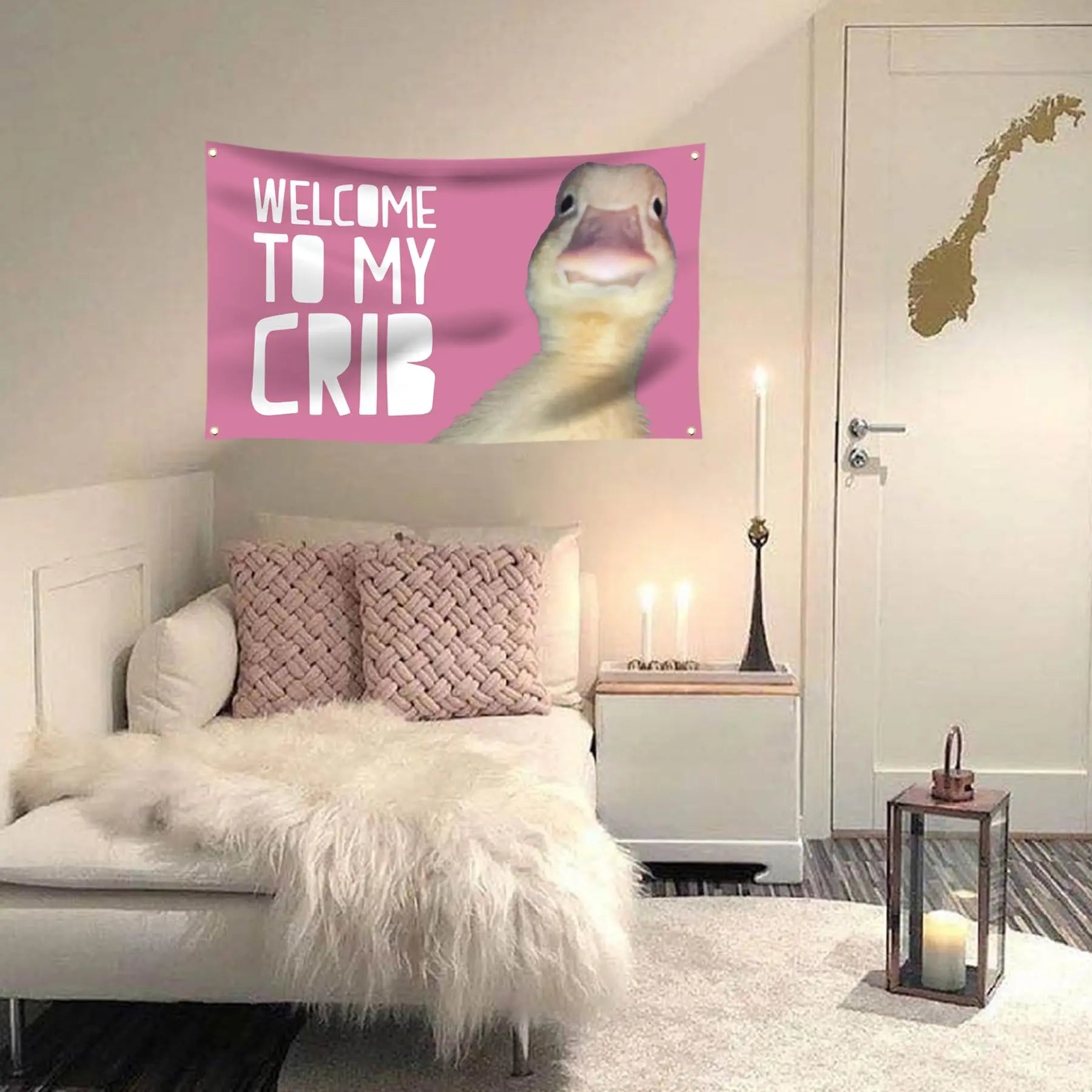 Welcome to My Crib banner wall decor for dorm room