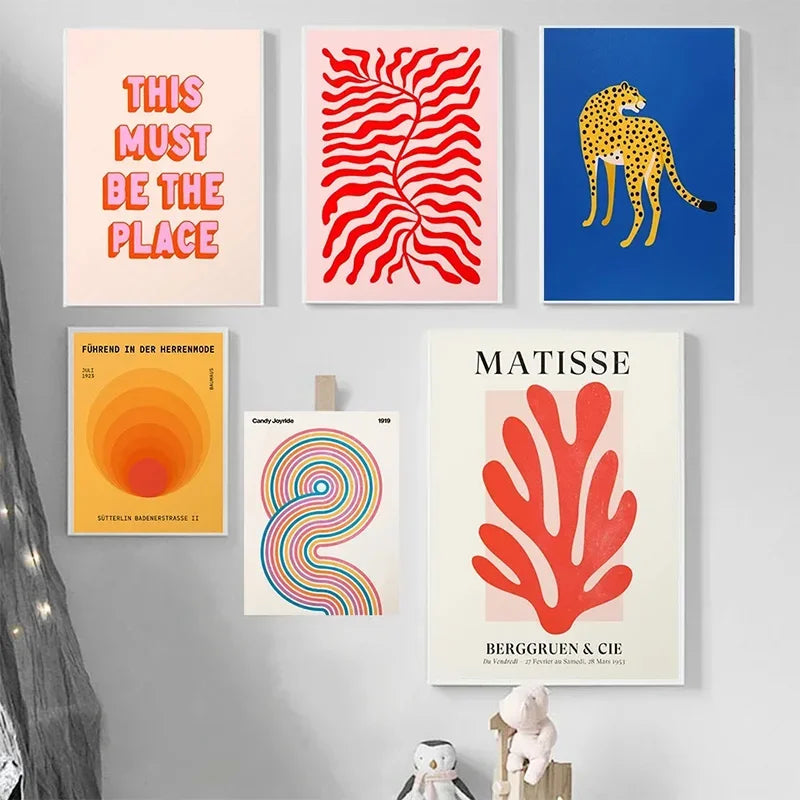 Leopard print abstract poster in vibrant Matisse inspired colors