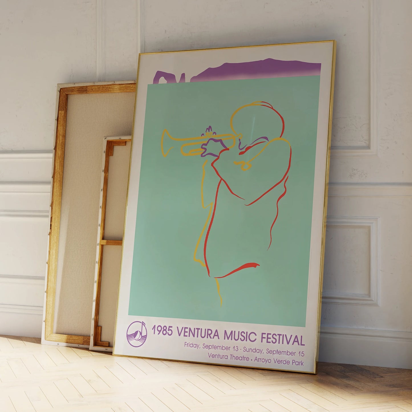 Colorful retro music festival wall art for living room and bedroom