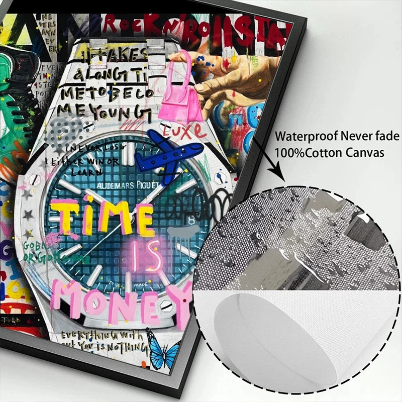 Abstract pop art watch poster for modern office and cafe decor