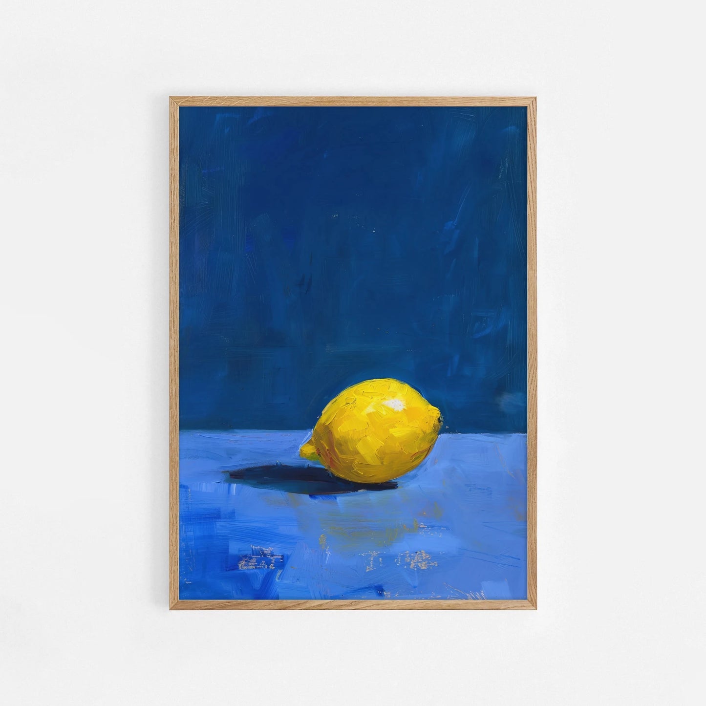 Contemporary abstract fruit print with bold shapes and colors