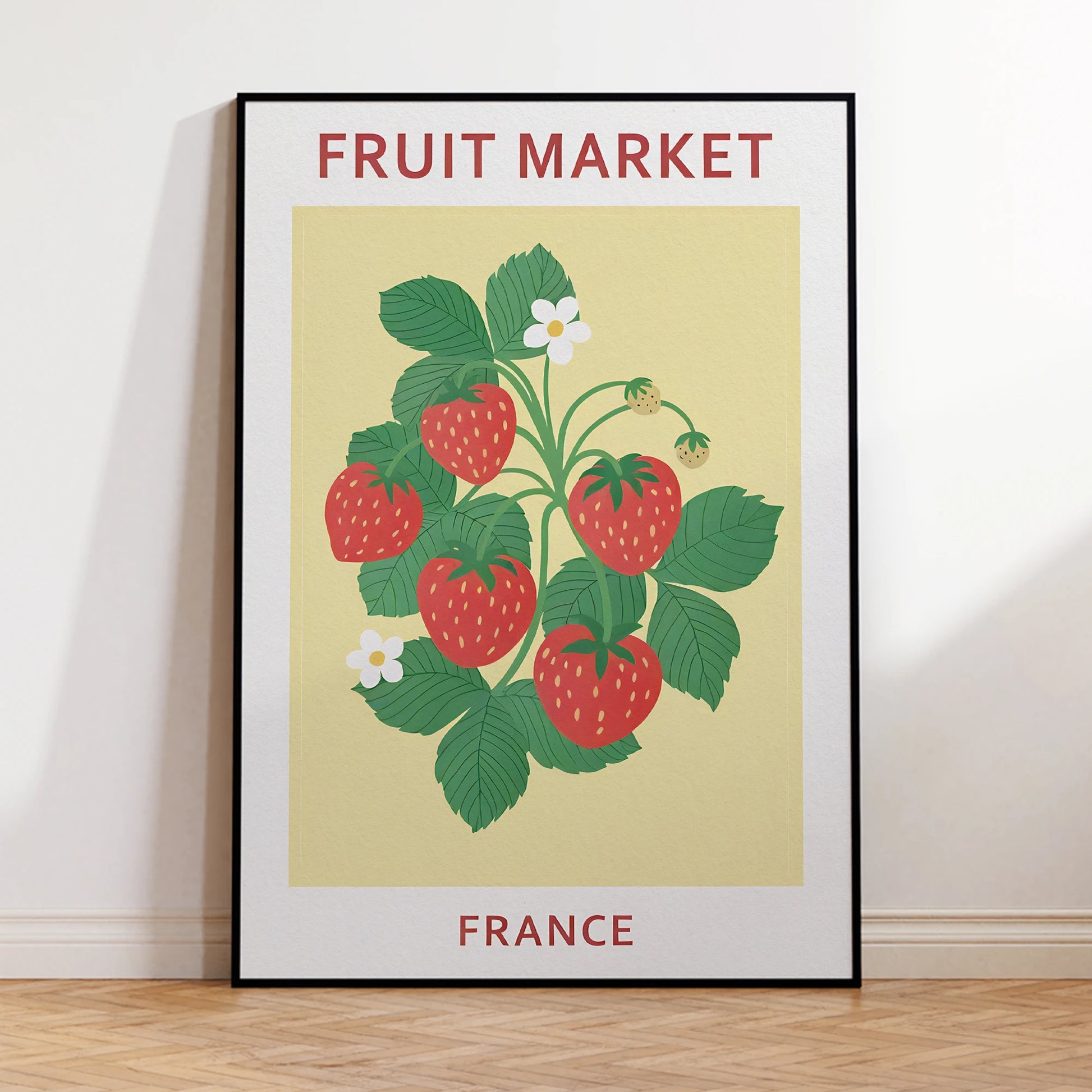 Modern strawberry canvas print for bedroom or living room