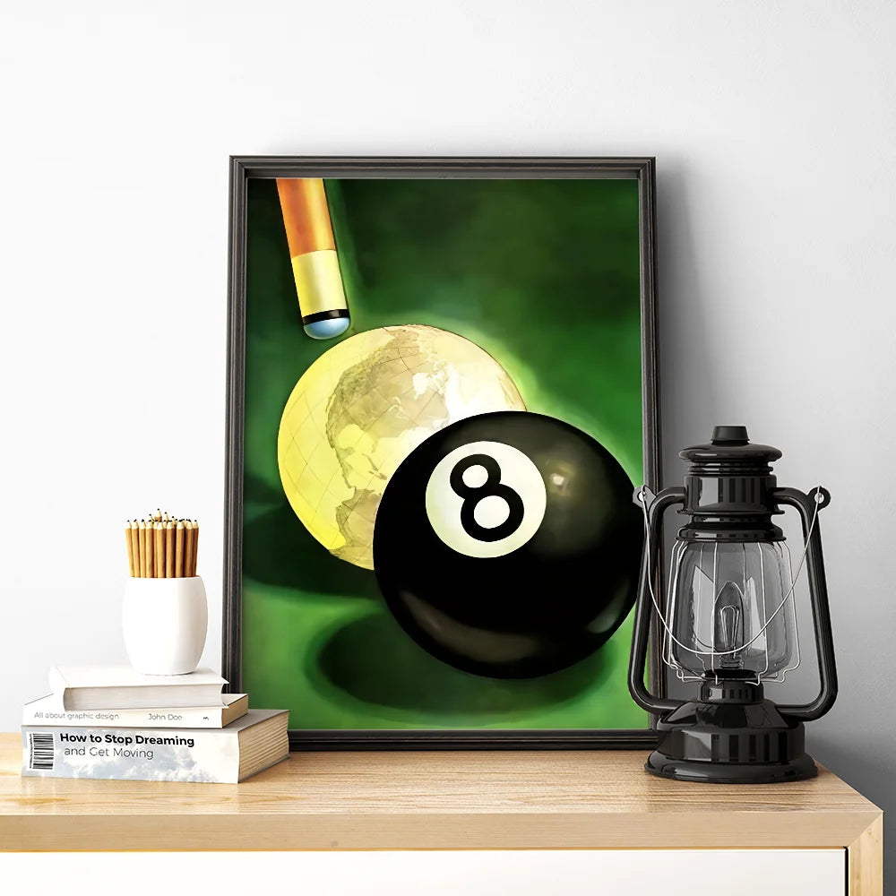 Contemporary No.8 ball wall art for stylish living spaces