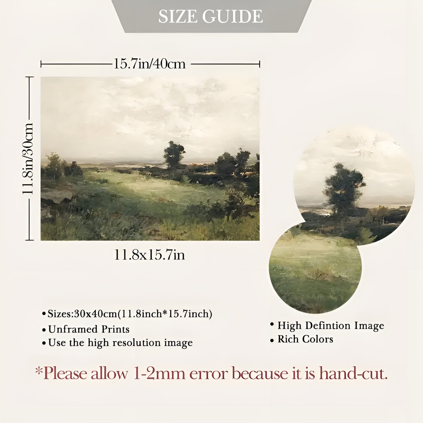 Timeless Country Landscape Art, Neutral Gallery Print for Home Decoration