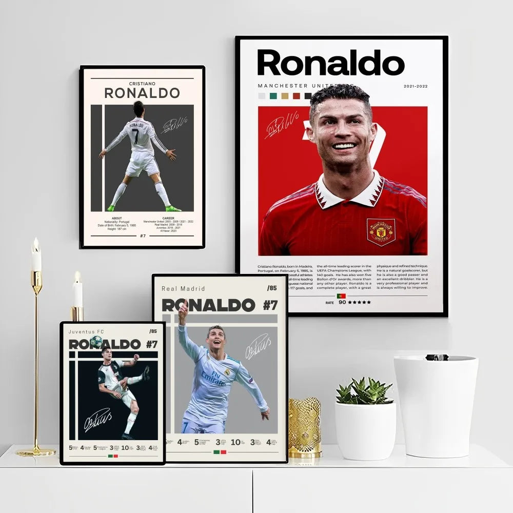CR7 anime wall art on white kraft paper for football fans