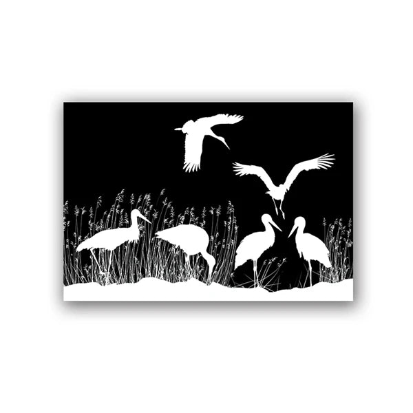 Japanese crane wall art print for minimalist home decor