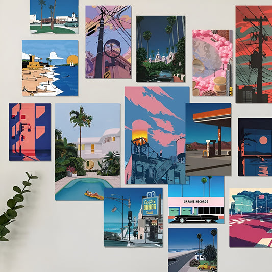 15-piece cartoon wall art prints for fun room decoration