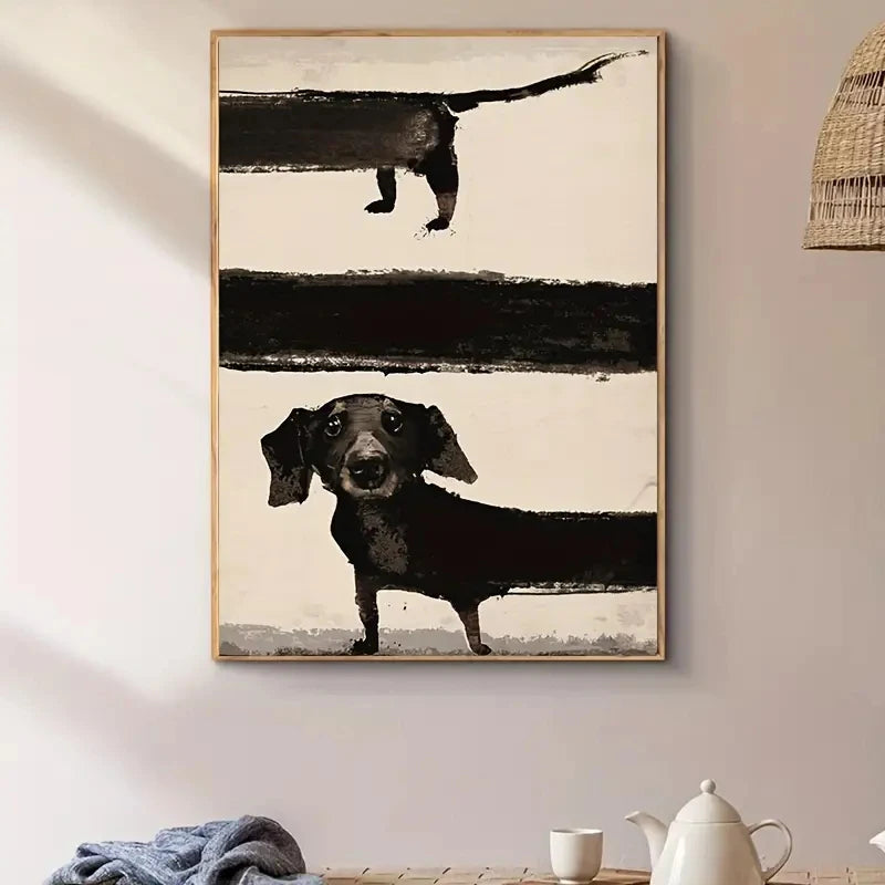 Cute dachshund canvas painting for animal lovers
