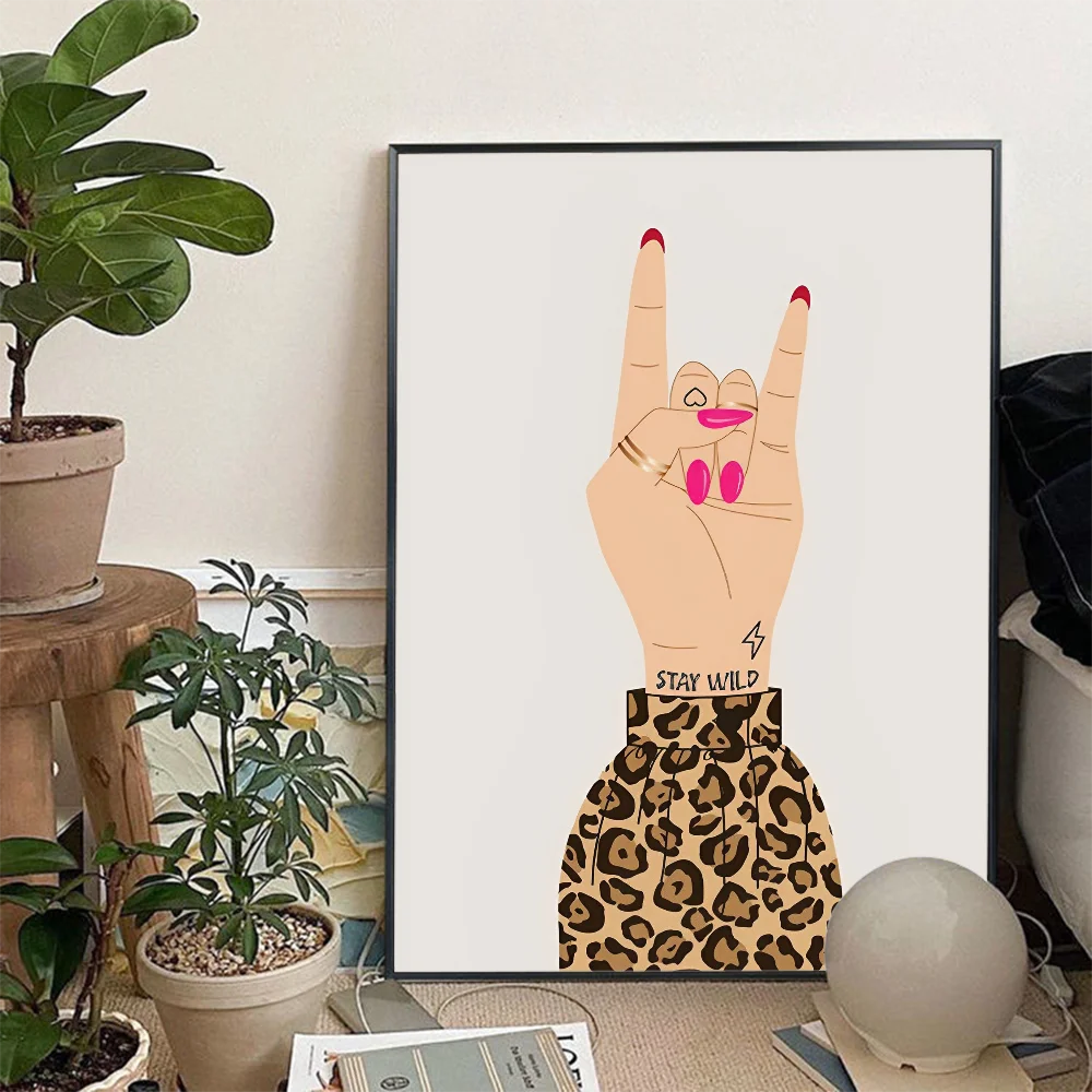 Abstract animal girl power poster for colorful wall design