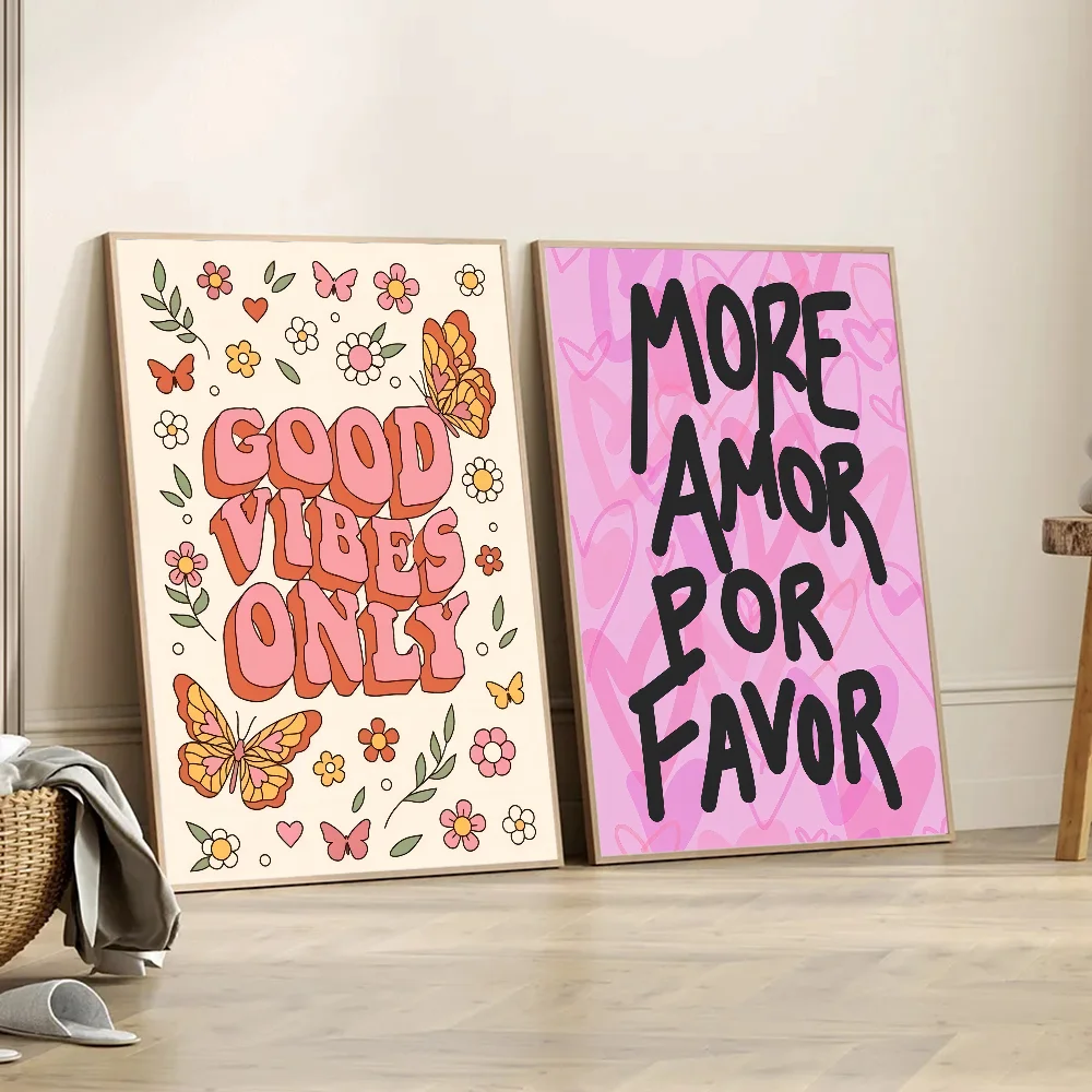 Vibrant self-adhesive love quote art poster for home decoration