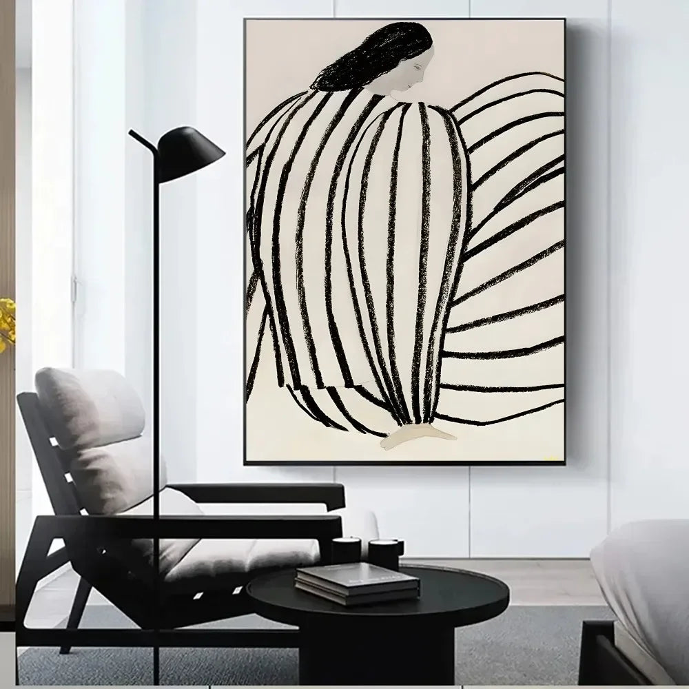 Elegant abstract lines art poster featuring a girl