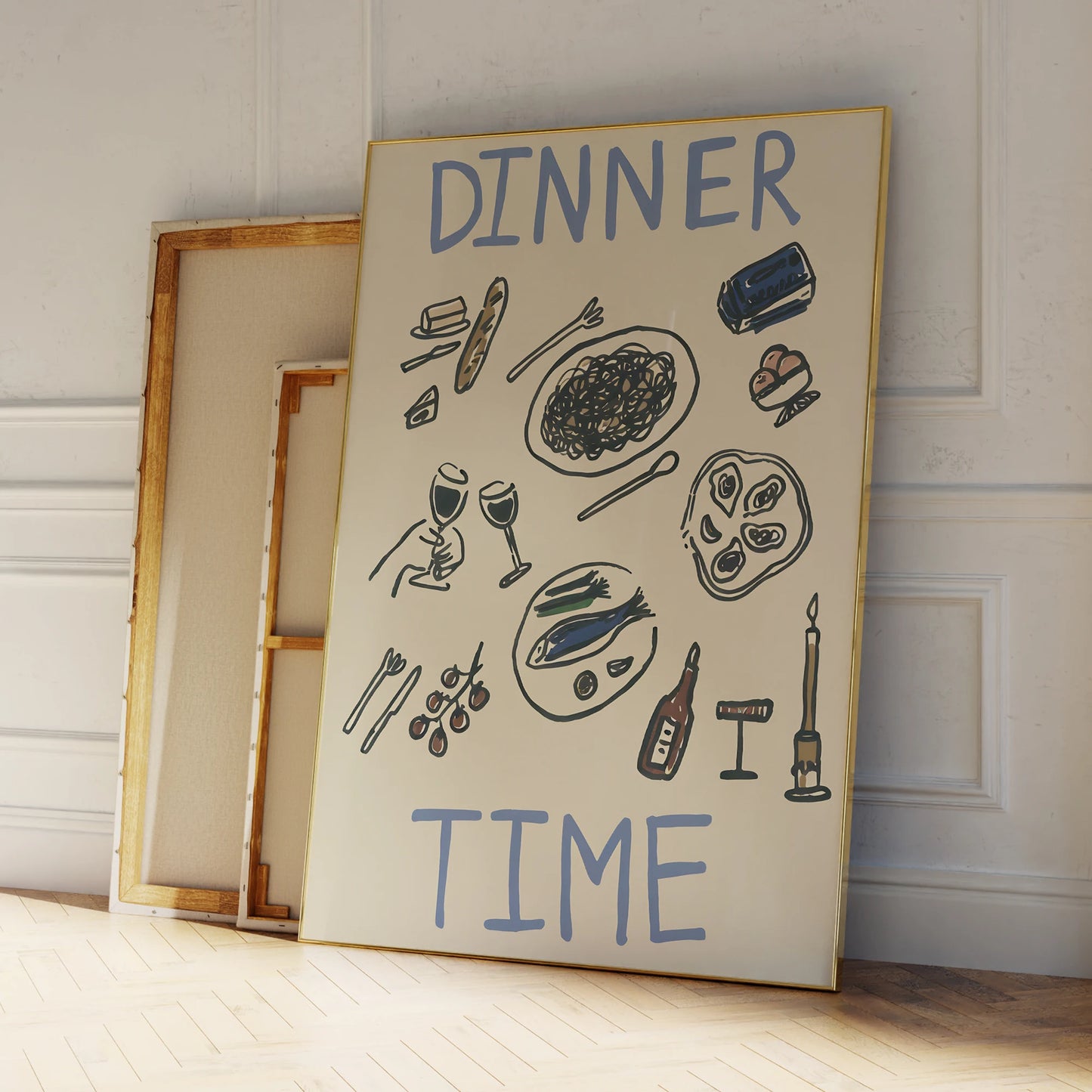 Elegant dinner time canvas painting for home kitchen decor