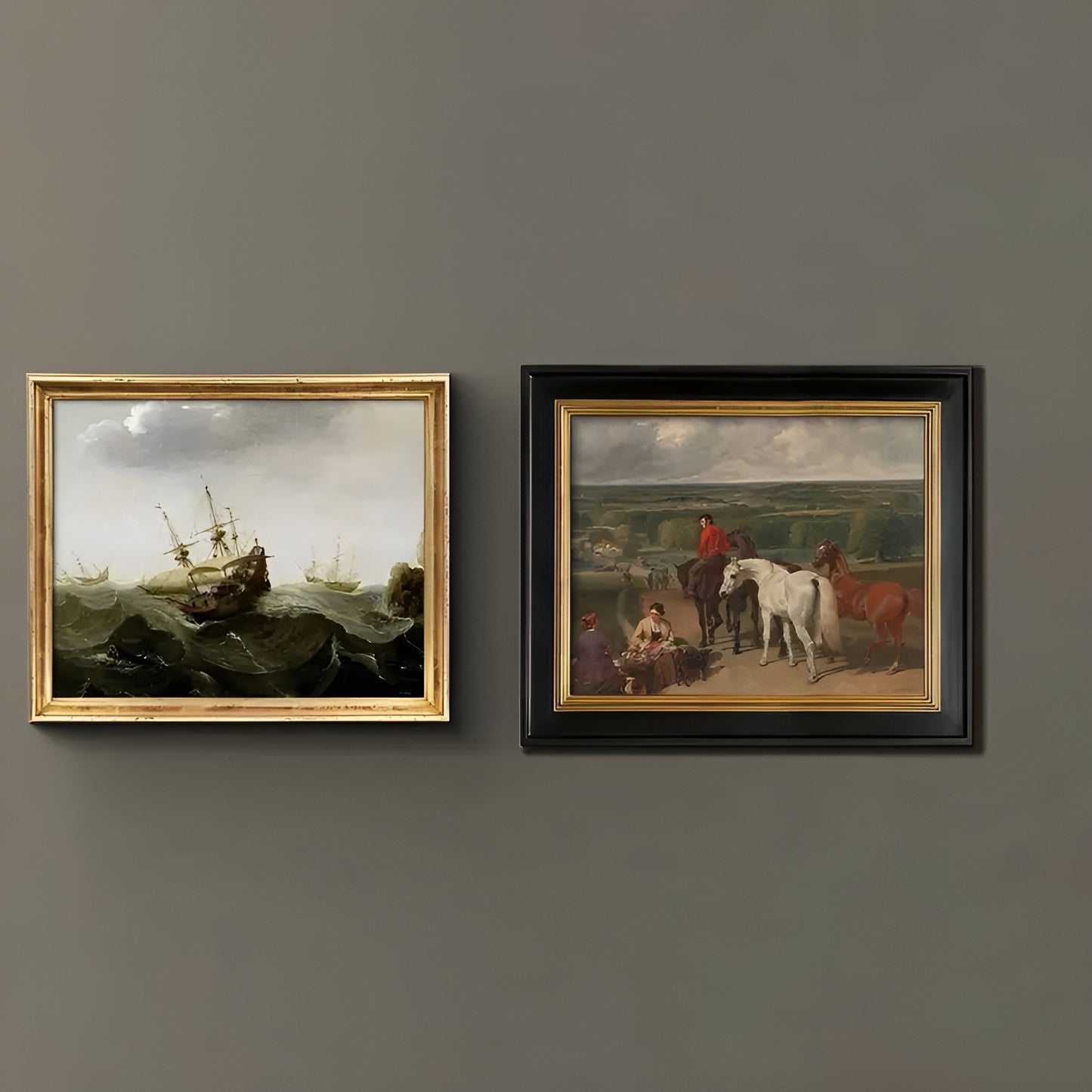 Elegant historical art prints on waterproof canvas for office and living room.
