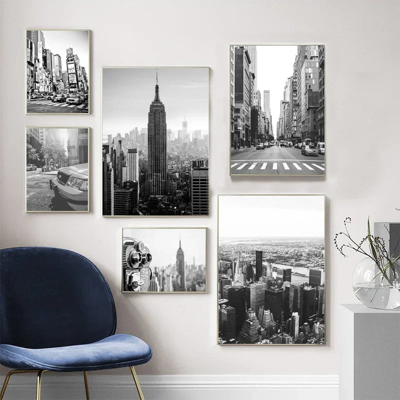 Elegant black and white New York City wall art for contemporary interiors