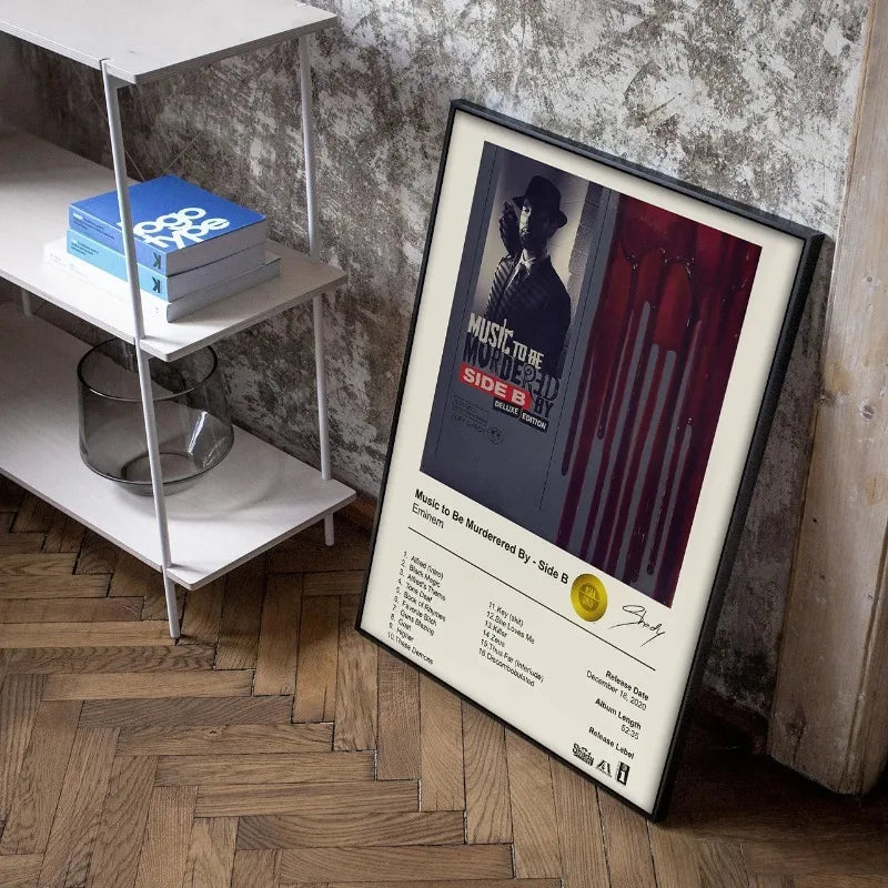 Eminem hip hop canvas painting featuring 80s star theme for office decor