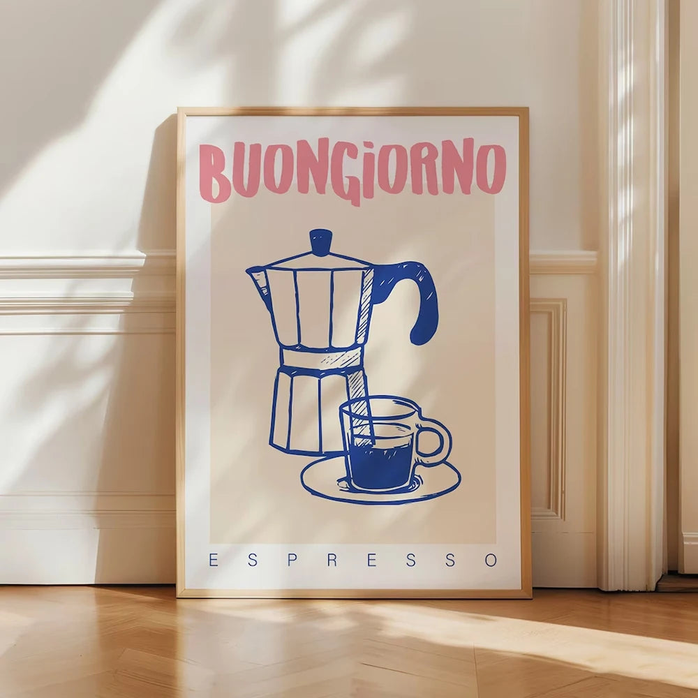 Retro coffee espresso wall decor for cafe or home