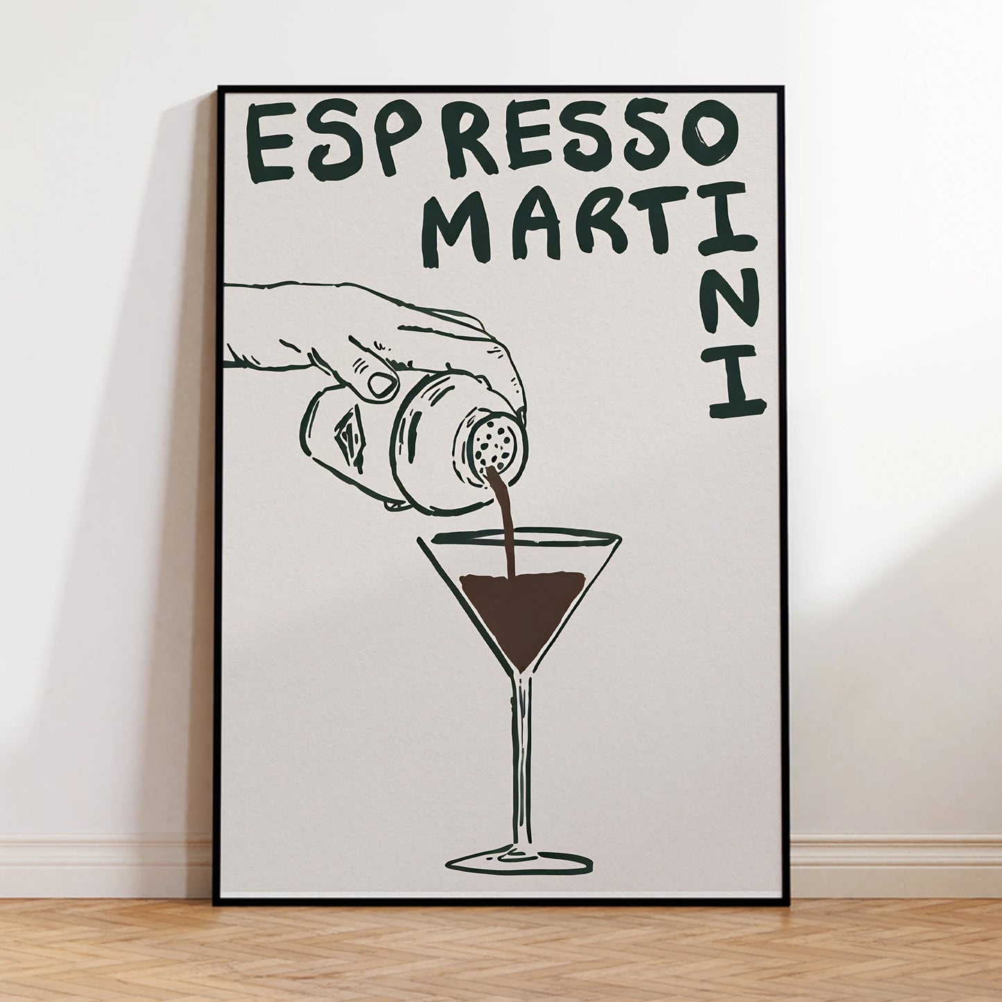 Contemporary espresso martini wall art on waterproof canvas