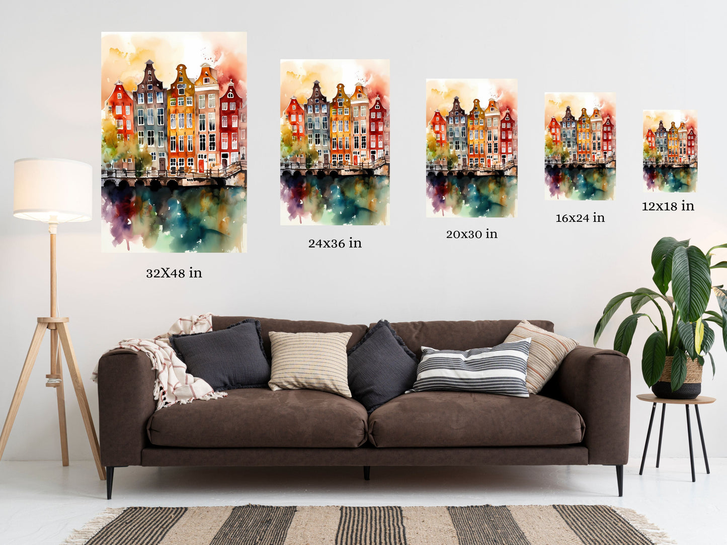 Enchanting Amsterdam Watercolor Print - Matte Canvas