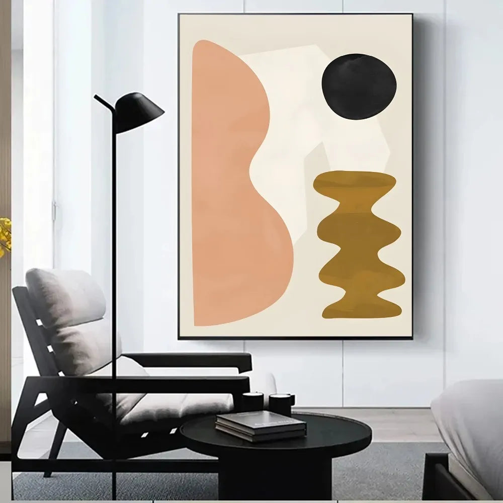 Trendy abstract lines girl poster for contemporary home decor