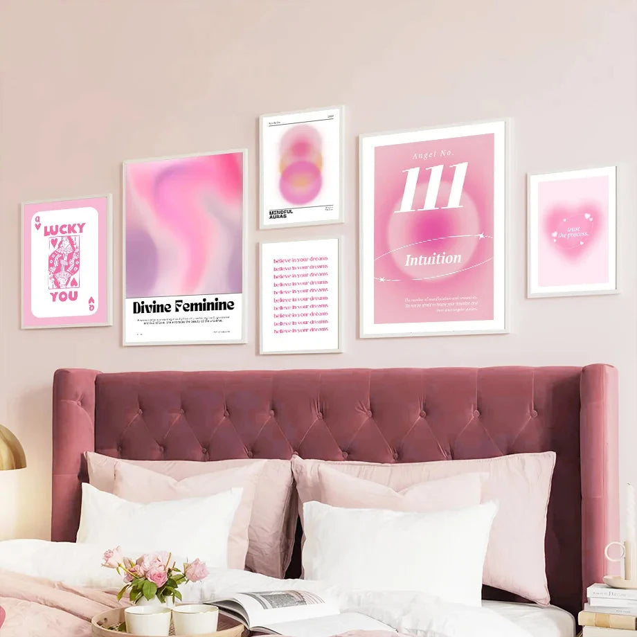Flower market inspired angel number canvas art for living room wall