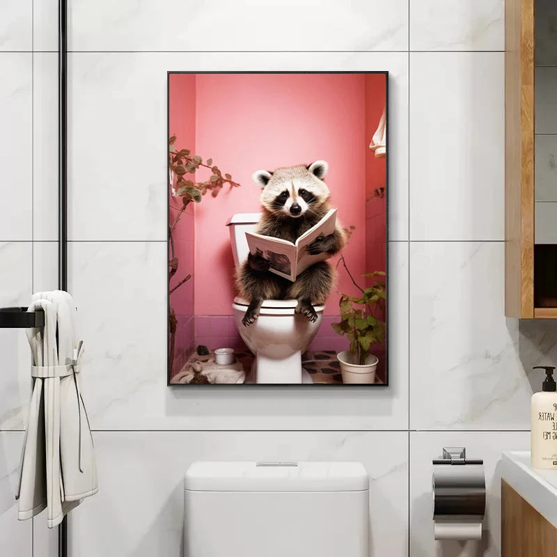 Cute and funny animal art print chimpanzee elephant panda for home decor