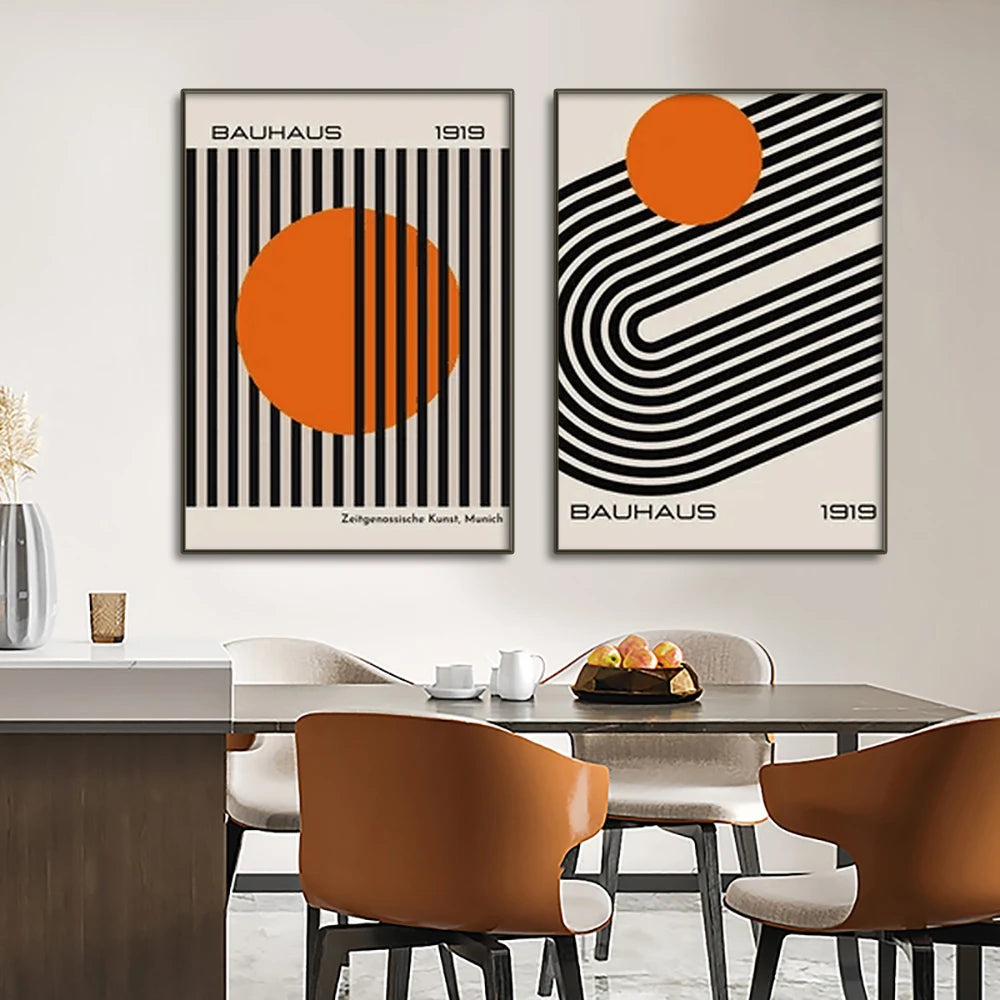 Modern abstract geometric wall art canvas for minimalist and retro interiors