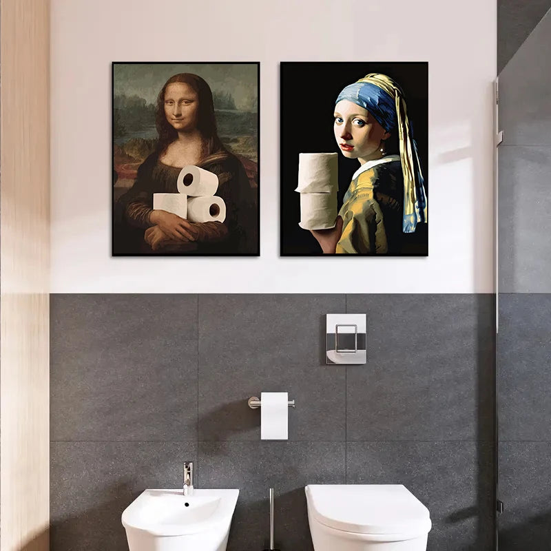 Humorous Girl with a Pearl Earring toilet paper artwork poster