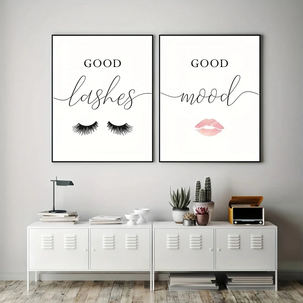 Glam eyelashes wall decor for beauty room and vanity
