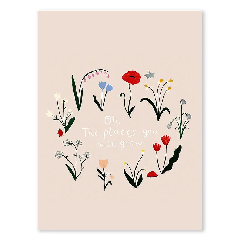 Baby room poster featuring cute animals and nature-themed artwork