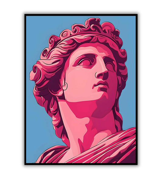 Greek god statue-inspired digital wall art poster